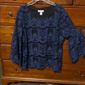 Navy lace blouse